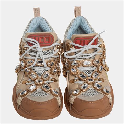 gucci flashtrek sneaker with removable crystals metallic leather neiman marcus|flashtrek gucci sneakers with swimsuit.